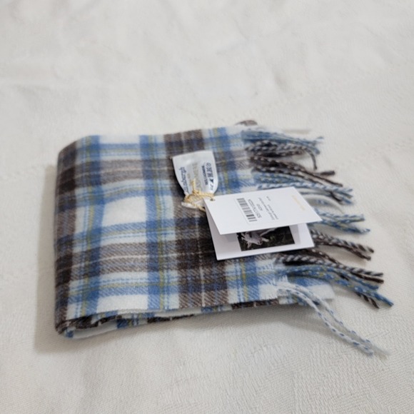 Edinburgh Cashmere NEW  Kids Scarf Stewart Muted Blue Tartan Plaid 100% Cashmere - Picture 9 of 9